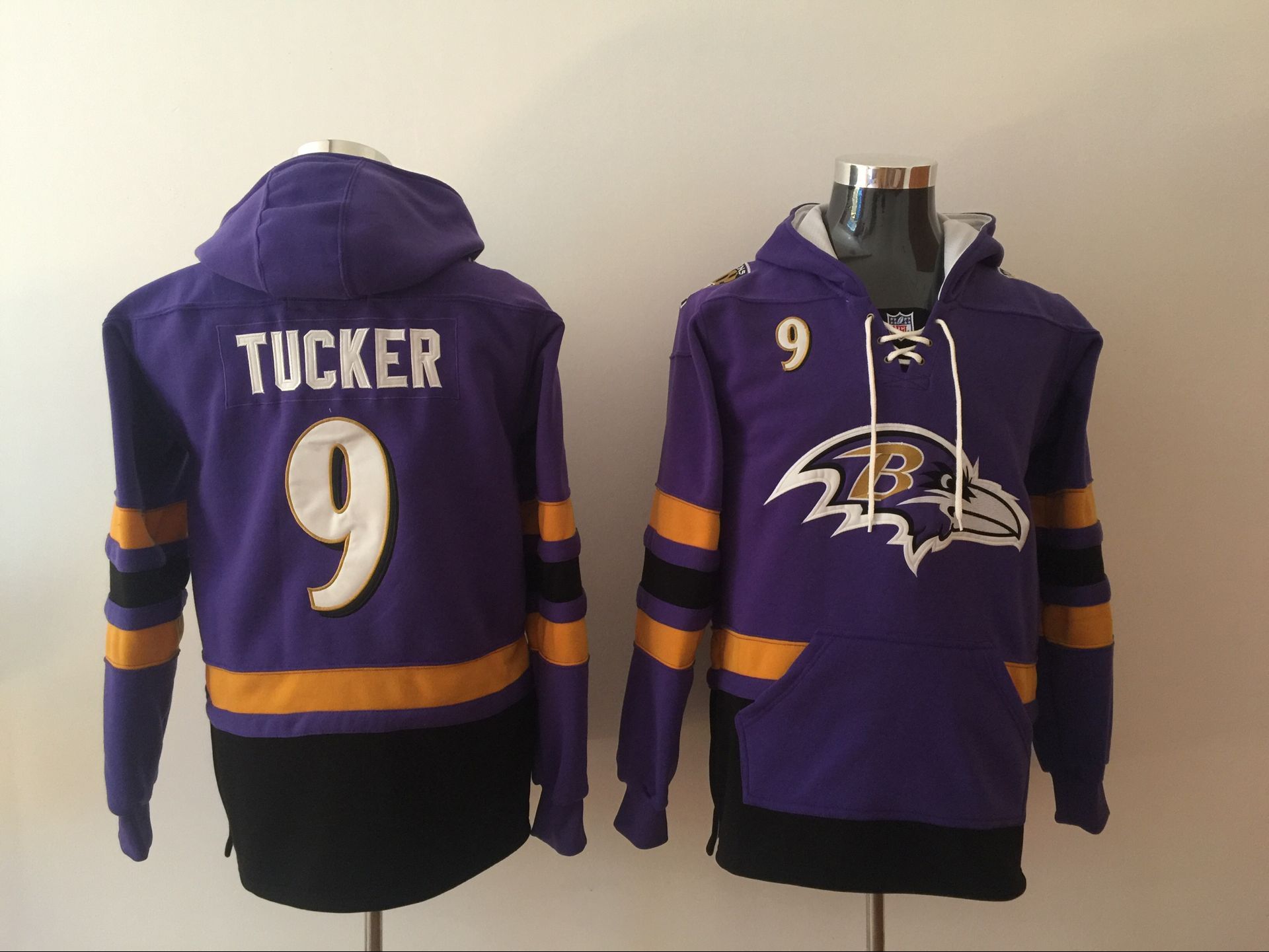 Men NFL Nike Baltimore Ravens #9 Tucker Purple Sweatshirts